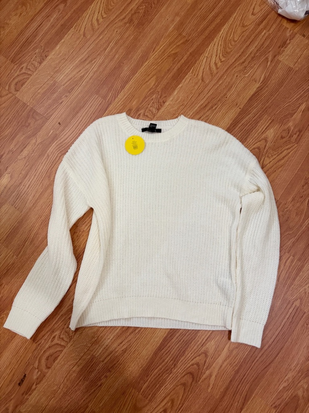 Forever 21 Cream Waffle Knit Crewneck Sweater